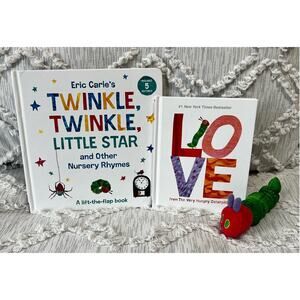 Eric Carle's Book Lot And Stuffed Caterpillar Animal Plush Toy